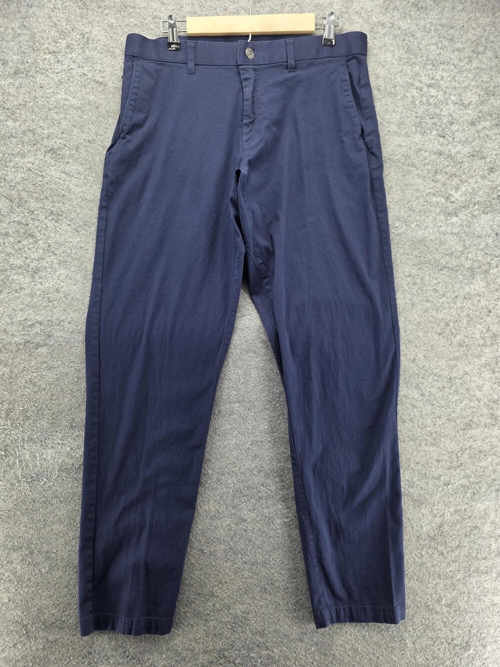 Fabletics Pants Mens 34x32 Blue Chino Slim Microfiber Cotton Blend Flat Front